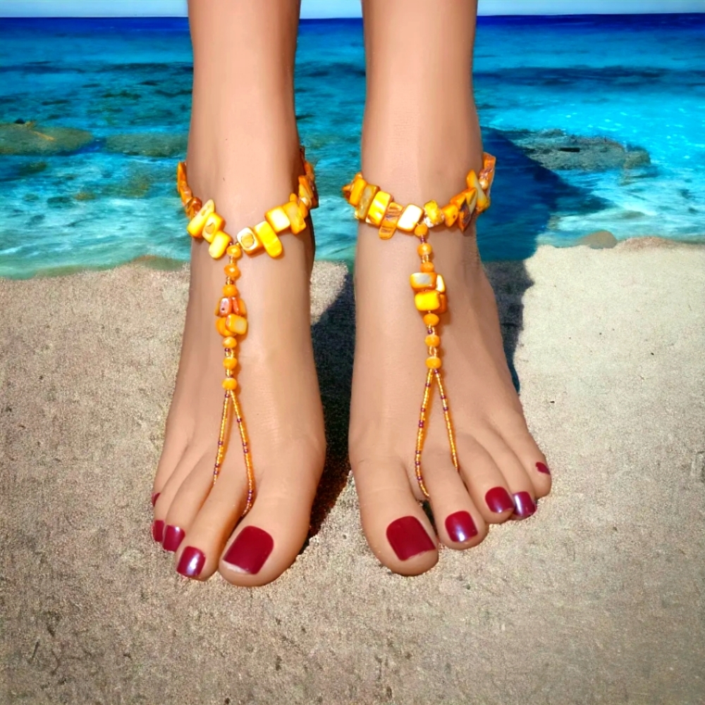 Gold Shells Barefoot Sandals